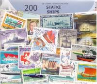 Zestaw 200 znaczków pocztowych - STATKI
