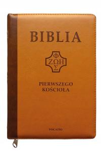 Biblia pierwszego Kościoła karmelowa z paginatorami i suwakiem okładka PU