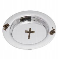 Miseczka Kolędowa Naczynie Tacka na Wodę Święconą na Kolędę okrągła srebrna