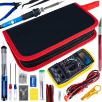 Zestaw Narzędzi Do Lutowania 40 Elementów Multimetr Groty Cyna Lutownica