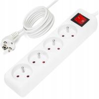 PRZEDŁUŻACZ LISTWA ZASILAJĄCA MOCNA WŁĄCZNIK 5m 4 GNIAZDA UZIEMIENIE