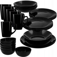 Набор посуды тарелки чашки черный Luminarc полный набор 30 EL подарок