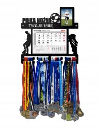 Вешалка для медалей футбол с календарем фоторамка имя 6 дизайнов