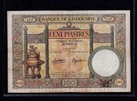 FRANCUSKIE INDOCHINY 100 PIASTRES 1936 P-51 Wietnam,Laos,Kambodża B. RZADKI