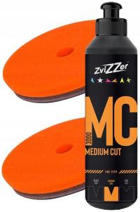 Zvizzer MC3000 MEDIUM CUT pasta polerska 250ml + 2× ZviZZer THERMO ALL-ROUNDER PAD ORANGE MEDIUM 140/20/125 gąbka do one stepa