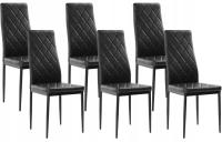 6ХСОВРЕМЕННЫЕ черные кожаные стулья с ромбами 258A