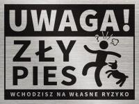 Tabliczka UWAGA ZŁY PIES 20x15 cm