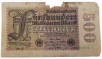 Stary Banknot Niemcy 500 milionów marek 1923