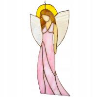 Anioł witrażowy Artystyczna ozdoba Anioł ze szkła Sztuka witrażowa handmade