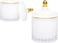 SZKLANY Pojemnik 13 x 8,5 cm DEKORACYJNY NA BIŻUTERIĘ - Biały Złoty