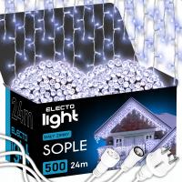 LAMPKI SOPLE 500 LED ZEWNĘTRZNE BIAŁE ZIMNE 24m GIRLANDA IP44 EFEKT FLASH