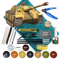 MODEL do sklejania czołg JAGDPANTHER + mata modelarska A3, klej, farby...