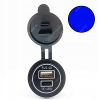 Gniazdo montażowe USB QC 3.0 + USB C PD 45W 12-24V