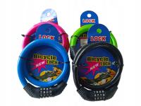 Zapięcie kodowe Spirala blokada kolorowe na szyfr 55cm