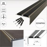 Kątownik listwa schodowa z wkładką antypoślizgową Effector A37 szampan 90cm