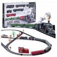 POCIĄG ELEKTRYCZNY DYMIĄCY KOLEJKA LOKOMOTYWA PARA DYM TORY 7 metrów WAGONY