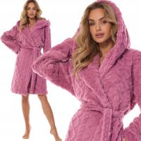 L&L KRÓTKI CIEPŁY SZLAFROK W WYTŁACZANE GEO 2401 WIŚNIA