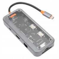 TYP C HUB PD ładowanie USB 3.0 2.0 RJ45 Network Przezroczysta stacja EK