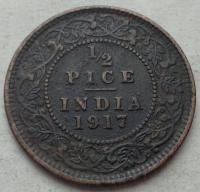 INDIE BRYTYJSKIE - 1/2 Pice - 1917 - George V