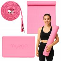 Zestaw do jogi myga Yoga Starter Kit: Mata do jogi 4mm, klocek, pasek