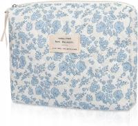 Floral Makeup Bag, Small Cosmetic Bag for Women Girls, Cute Makeup Bag