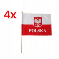Флаг польский флаг стрелка орел эмблема деревянная палка 30x40cm 4шт