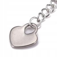 Stal Nierdzewna Platynowy Łańcuszek Przedłużka z Serduszkiem ok. 6Cm 5szt