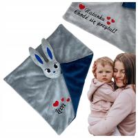 PREZENT NA CHRZEST KOCYK PLUSZOWY KRÓLIK Z IMIENIEM KOCYK DO PRZEDSZKOLA