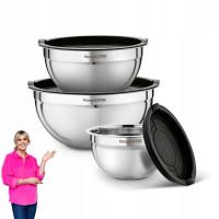 Набор чаши из нержавеющей стали с крышками коробки Konighoffer 16/20/24 см