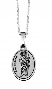 SREBRNY MEDALIK ŚWIETY JUDA TADEUSZ + ŁAŃCUSZEK