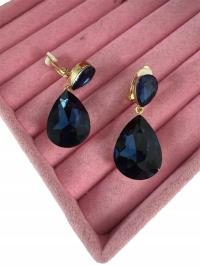 Klipsy wieczorowe ślubne granatowe kryształ c22