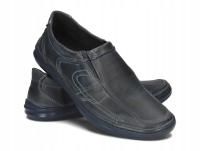 Mokasyny Męskie Półbuty Skórzane Polskie Skóra Naturalna 610 Granatowe