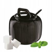 Фарфоровая рифленая сахарница с ложкой OSBORN Black с блеском