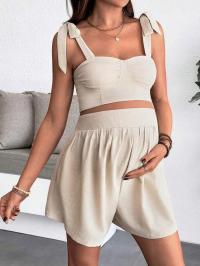 SHEIN BEŻOWY KOMPLET TOP SPODENKI 81O S04__XXL