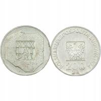 200 зл, серебряная монета ХХХ лет ПНР, карта