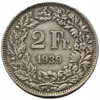 45821. Szwajcaria, 2 franki, 1939r. - Ag