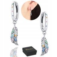 Серебряные серьги проба 925 висячие перо серебряные круги английская Застежка