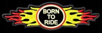 Naszywka Born to Ride płomienie haftowana z termofolią