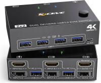 KVM Switch 2 PC 2 monitory DP + HDMI 4K60Hz KVM202DH USB 3.0 DisplayPort