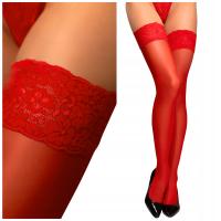 САМОНЕСУЩИЕ ЧУЛКИ ГЛАДКИЕ 20 DEN КРАСНЫЙ С КРУЖЕВОМ ИТАЛЬЯНСКИЕ