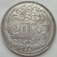 Egipt - 20 Qirsh / Piastres - 1917 - Hussein Kamel - srebro