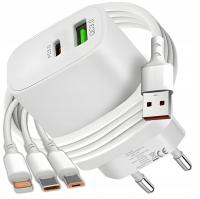 Быстрое зарядное устройство для телефона 2xUSB QUICK CHARGE Kit 3in1 кабель
