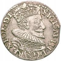 Zygmunt III Waza, trojak 1593 Malbork, BARDZO ŁADNY, PIĘKNA PATYNA, R1
