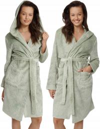 HENDERSON Ciepły Szlafrok damski z kapturem GRAPE Miętowy 4109-65 *S*