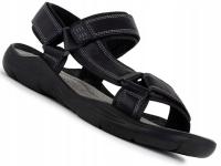 Sandały męskie czarne skórzane ekologiczne na rzepy