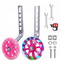 KÓŁKA BOCZNE LED DO ROWERU KOŁA PODPOROWE ŚWIECĄCE KOLOROWE RÓŻOWE