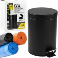 KOSZ NA ŚMIECI ŁAZIENKOWY DO KUCHNI 5L CZARNY METALOWY KOSZ DO SZAFKI PEDAŁ