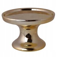 Świecznik ceramiczny okrągły złoty Świecznik podstawka gl 8 cm