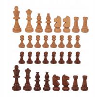 -Handmade 32x portable wooden chess pieces