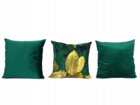 poduszki dekoracyjne zielone liście fajny komplet 3 sztuki